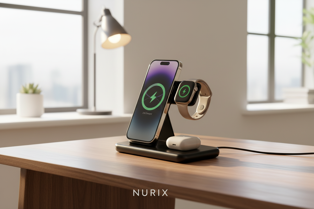3-in-1 Wireless Charging Station – Premium Fast-Charge Dock for iPhone, Apple Watch & AirPod